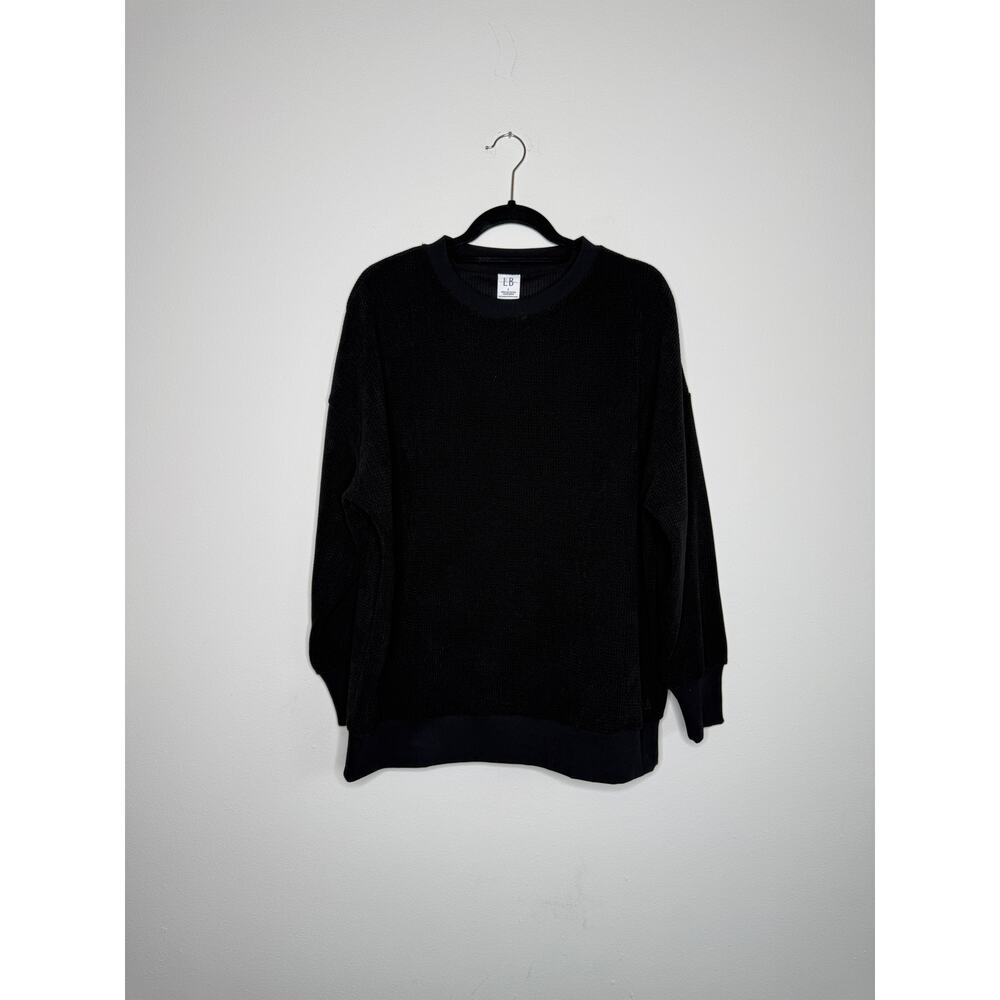 Neutral Waffle Knit Sweatshirt Minimalist Boutique Kids Pullover L NEW